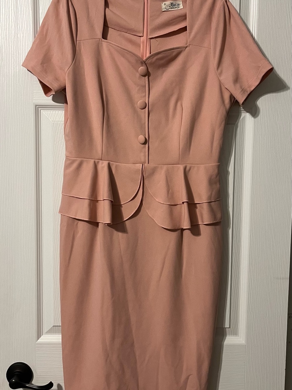 Aisize Blush vintage Peplum Midi Dress
